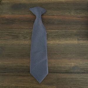 Boys Blue and White Polka Dot Clip on Neck Tie 10”